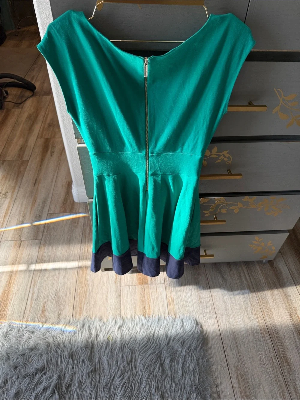 kate spade Teal and Navy Colorblock Fit & Flare Mini Dress
